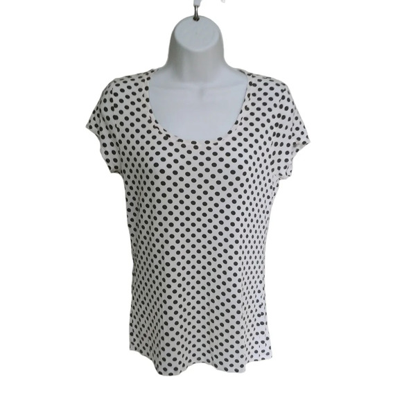 Max Studio Polka Dot Tshirt Black/White  M - Picture 1 of 6